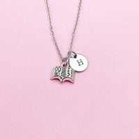 Silver Open Book Charm Necklace, AN916