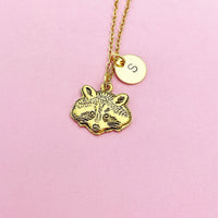 Raccoon Necklace, Gold Raccoon Charm Necklace, N469