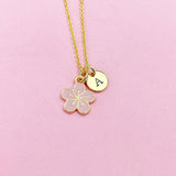 Japanese Cherry Blossom Sakura Necklace in Gold, Sakura Flower in Option, Girlfriends Gift, N5596