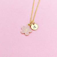 Best Christmas Gift for Girlfriend, Best friend, Sister, Daughter, Granddaughter, Sakura Japanese Cherry Blossom Gold Flower Necklace, N4875