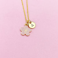 Best Christmas Gift for Girlfriend, Best friend, Sister, Daughter, Granddaughter, Sakura Japanese Cherry Blossom Gold Flower Necklace, N4875