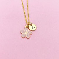 Best Christmas Gift for Girlfriend, Best friend, Sister, Daughter, Granddaughter, Sakura Japanese Cherry Blossom Gold Flower Necklace, N4875