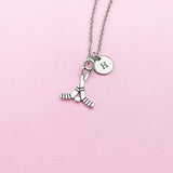Silver Hockey Stick Charm Necklace, N156