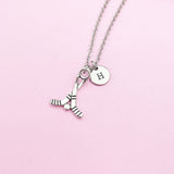 Silver Hockey Stick Charm Necklace, N156