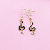 Gold Treble Clef Music Note Charm Earrings, N1068A