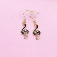 Gold Treble Clef Music Note Charm Earrings, N1068A