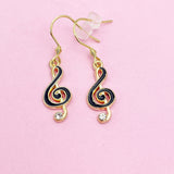 Gold Treble Clef Music Note Charm Earrings, N1068A