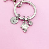 Silver Small Monkey Charm Keychain, AN160
