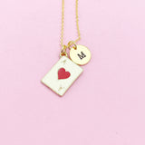 Gold Ace of Hearts Charm Necklace, Initial Charm, Poker Jewelry