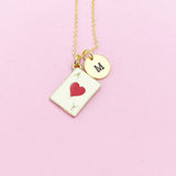 Gold Ace of Hearts Charm Necklace, Initial Charm, Poker Jewelry, N3214C