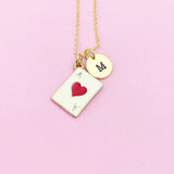 Gold Ace of Heart Charm Necklace A Red Heart Card Poker Jewelry Gifts, Personalized Customized Gifts, N3214C