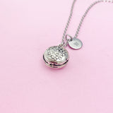 Silver Hamburger Charm Necklace, AN721