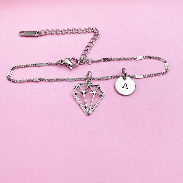 Silver Diamond Bracelet, Daimond Shaped Charm, N5152