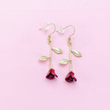 Gold Red Rose Earrings, Red Rose Flower, Valentine Gifts, Anniversary Gifts, Girlfriend Gifts, Mother's Day Gift, N1306