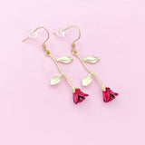 Gold Red Rose Earrings, Red Rose Flower, Valentine Gifts, Anniversary Gifts, Girlfriend Gifts, Mother's Day Gift, N1306