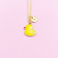 Duck Necklace, Cute Yellow Duckling Bird Necklace Gifts, Best Graduation Gift, Birthday Gifts, Personalized Initial Gift, N4353