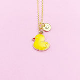 Duck Necklace, Cute Yellow Duckling Bird Necklace Gifts, Best Graduation Gift, Birthday Gifts, Personalized Initial Gift, N4353