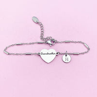 Gold or Silver Grandmother Heart Charm Bracelet, Grandmother Jewelry Gift, D286