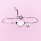 Gold or Silver Grandmother Heart Charm Bracelet, Grandmother Jewelry Gift, D286