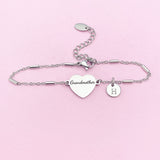 Gold or Silver Grandmother Heart Charm Bracelet, Grandmother Jewelry Gift, D286
