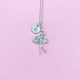 Silver Ballet Girl Charm Necklace Personalized Customized Monogram Made to Order Jewelry, N3767A