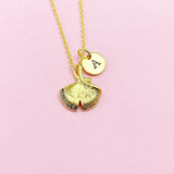 Gold Ginkgo Leaf Charm Necklace, AN61