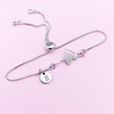 Silver Ballet Bracelet Ballet Dance Charm, Personalized Customized Monogram Jewelry, AN1545