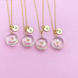 Gold Real Dried Press Flower Necklace, Japanese Girlfriend Gift, N3162