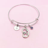 Silver Pretzel Charm Bracelet, Personalized Gift, N675