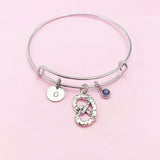 Silver Pretzel Charm Bracelet, Personalized Gift, N675