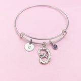 Silver Pretzel Charm Bracelet, Personalized Gift, N675