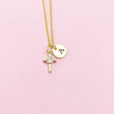 Gold Small Cross Charm Necklace, N4127