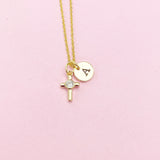 Gold Small Cross Charm Necklace, N4127