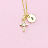 Gold Small Cross Charm Necklace, N4127