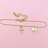 Gold Small Cross Charm Bracelet, AN4127