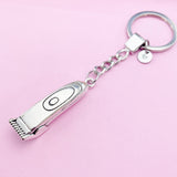 Silver Hair Clipper Keychain, Barber Gift, Initial Charm