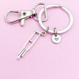 Orthopedic Medical Crutches Charm Keychain in Silver, N1979