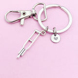 Orthopedic Medical Crutches Charm Keychain in Silver, N1979