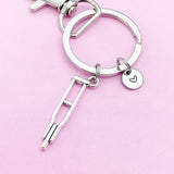 Orthopedic Medical Crutches Charm Keychain in Silver, N1979