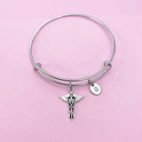 Silver Veterinarian Caduceus Charm Bracelet, AN1707