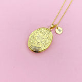 Gold Flower Locket Necklace, Love, Keepsake Photo Frame, N4053