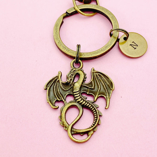 Dragon Keychain, Bronze Dragon Charm Keychain, CN52