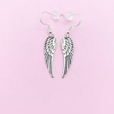 Angel Wing Earrings, Angel Wing Charm Dangle Earrings, Silver Wing Earrings, Wing Charm, Angel Wing Jewelry, Silver Earrings, N1465