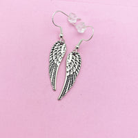 Angel Wing Earrings, Angel Wing Charm Dangle Earrings, Silver Wing Earrings, Wing Charm, Angel Wing Jewelry, Silver Earrings, N1465
