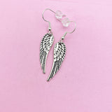 Angel Wing Earrings, Angel Wing Charm Dangle Earrings, Silver Wing Earrings, Wing Charm, Angel Wing Jewelry, Silver Earrings, N1465