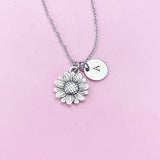 Silver Sunflower Charm Necklace, N1900