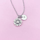 Silver Sunflower Charm Necklace, N1900