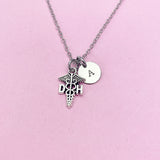 DH Caduceus Necklace, Dental Hygienist Gift, N197F