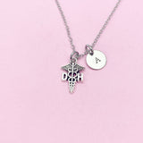DH Caduceus Necklace, Dental Hygienist Gift, N197F