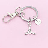Silver Hockey Stick Charm Keychain, CN156